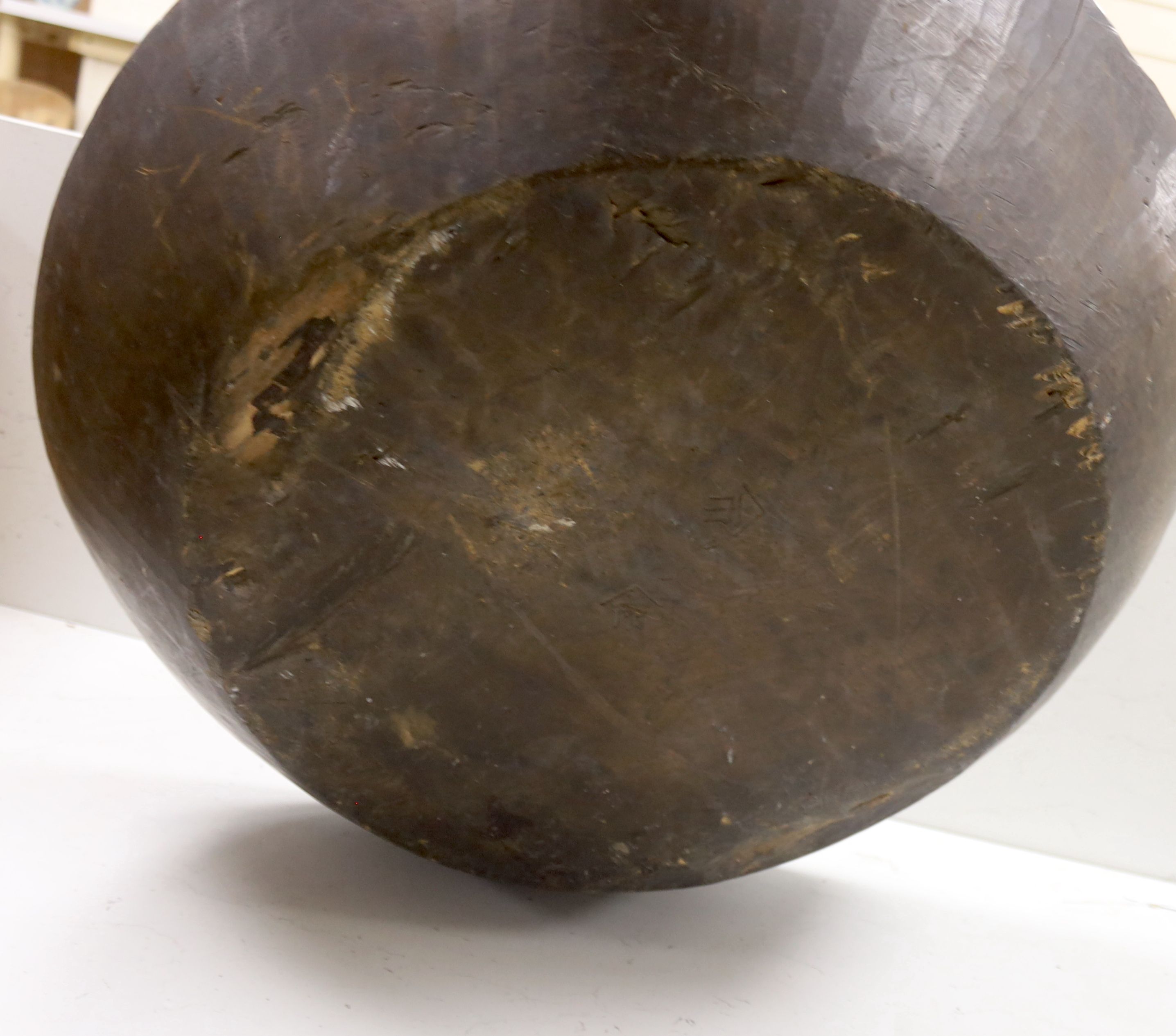 A large hewn bowl, diameter 58cm